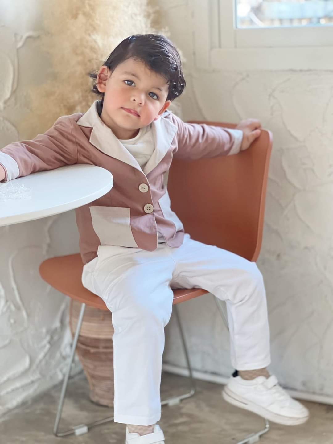 Kids Reversible Suit Set – Two Styles in One (Brown & Beige)
