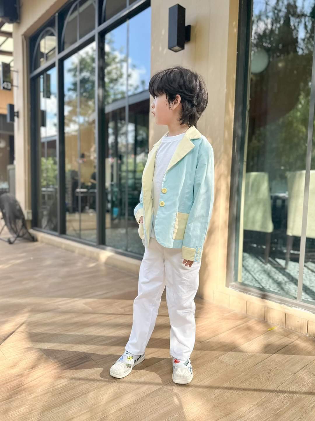 Kids Reversible Pastel Suit – Two Styles in One (Blue & Yellow)