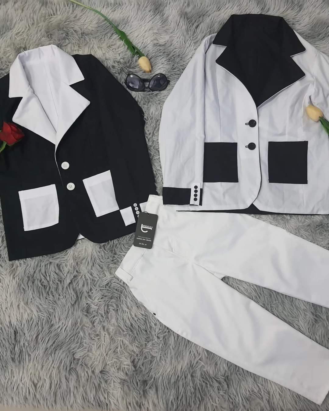 Kids Reversible Suit Set – Two Styles in One (Black & White)