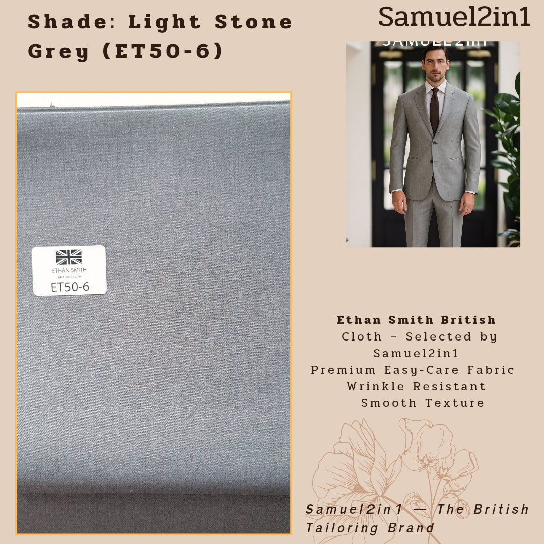 Light Stone Grey Suit Fabric (ET50-6)