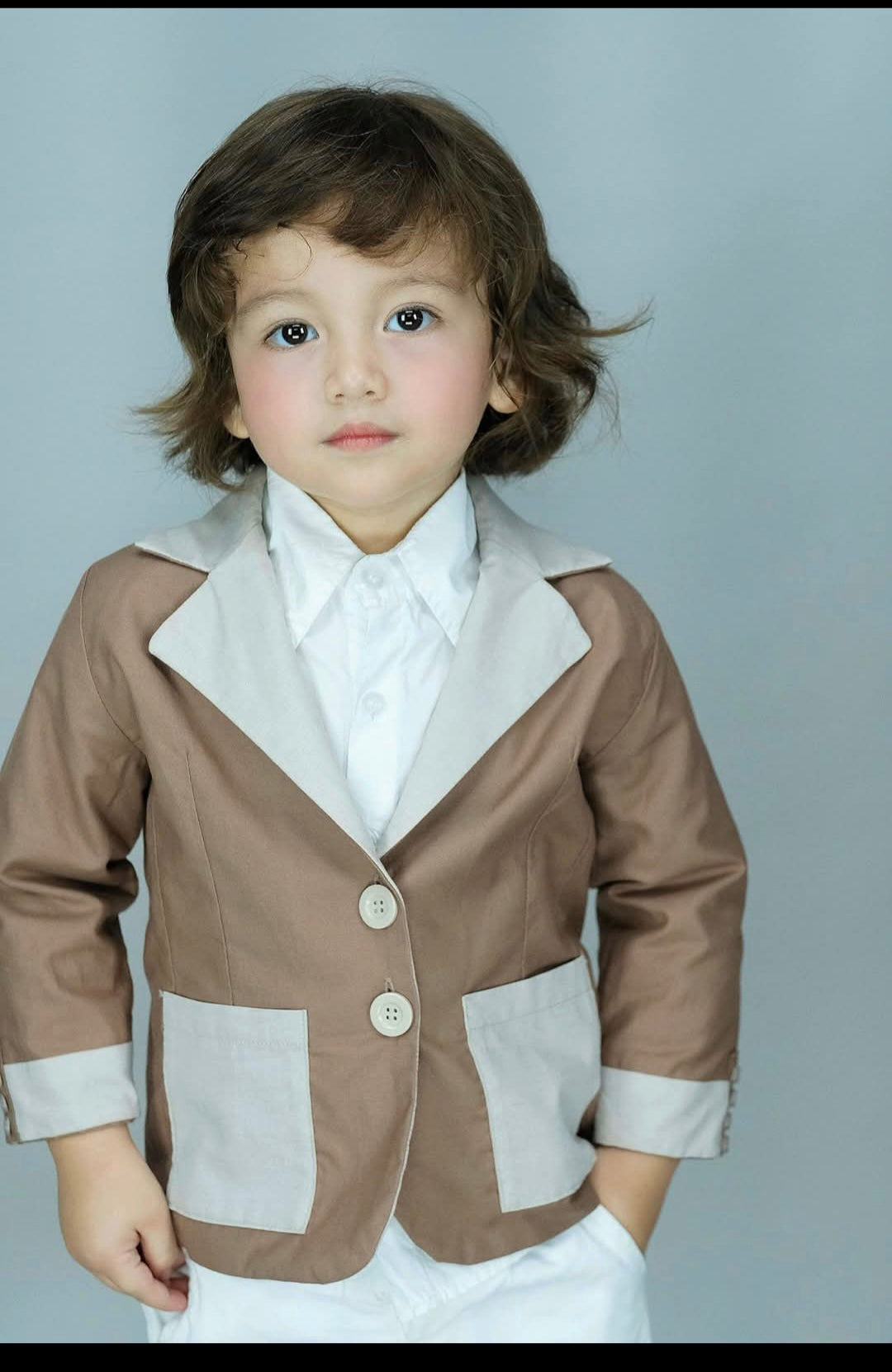 Kids Reversible Suit Set – Two Styles in One (Brown & Beige)