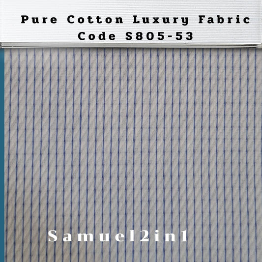 Pure Cotton Luxury Fabric – Code S805-53 (Blue Stripe)