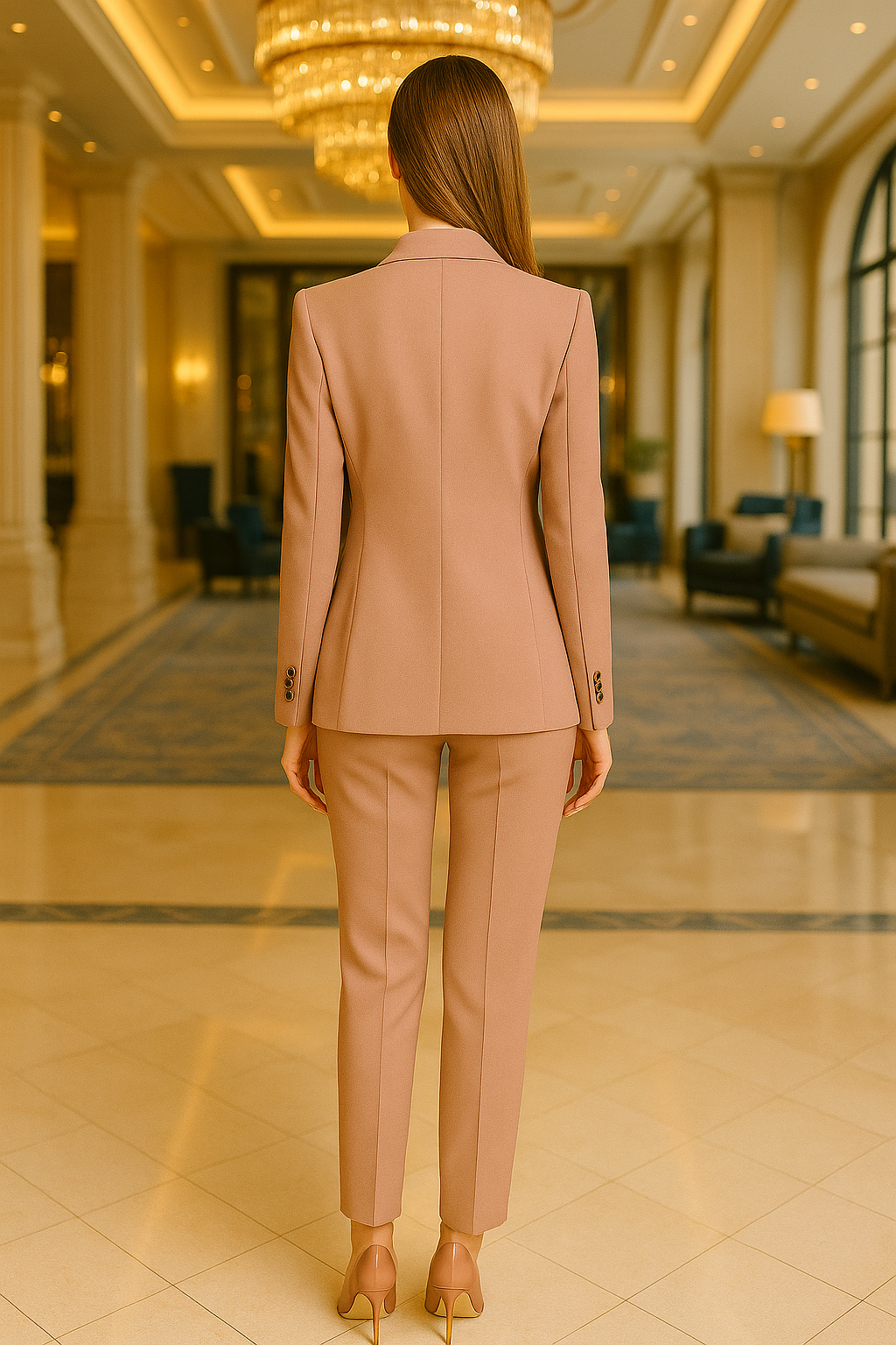 Title (SEO Friendly) Made-to-Order Blush Pink Double-Breasted Women’s Suit | Premium Cashmere Tailoring | Samuel2in1