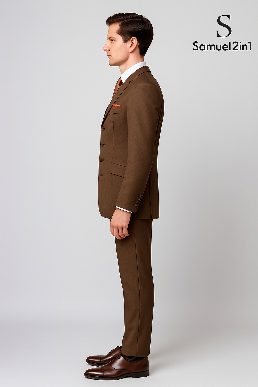 Samuel2in1 Brown Classic Mod Suit – Elegant Tailored Fit for Men