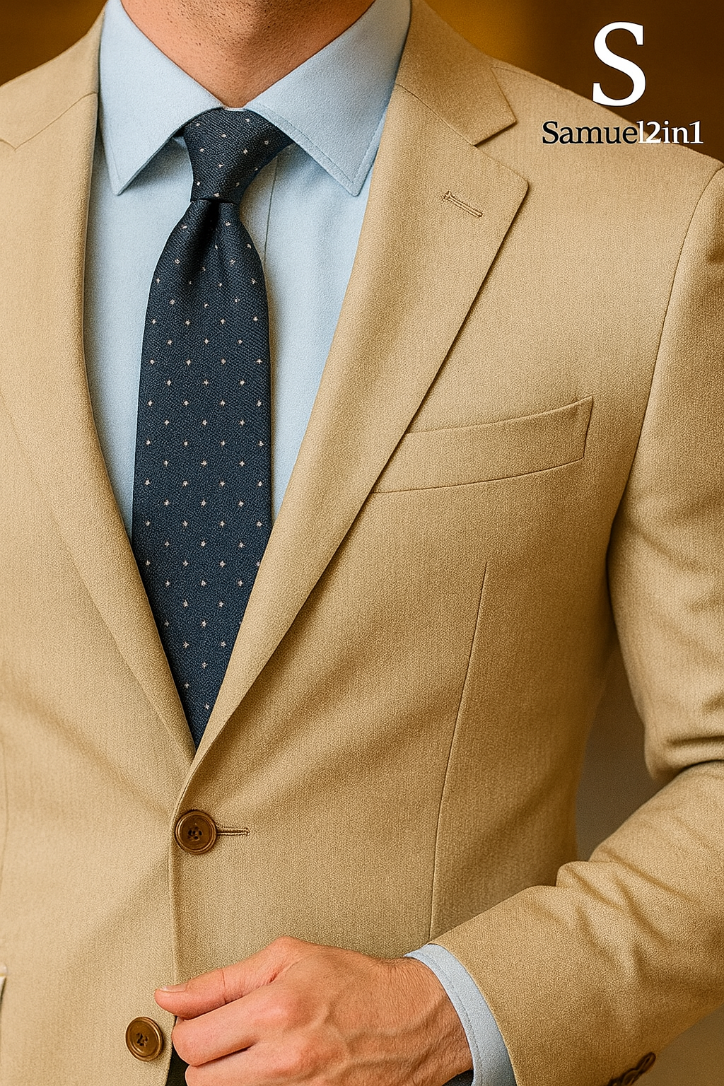Samuel2in1 Classic Beige Two-Piece Business Suit – Made to Order