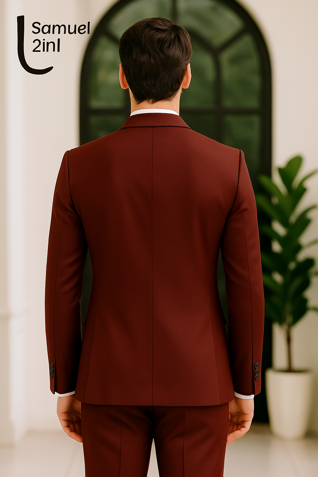 Samuel2in1 Made to Order – Red Wine 3-Piece Suit with Patch Pockets
