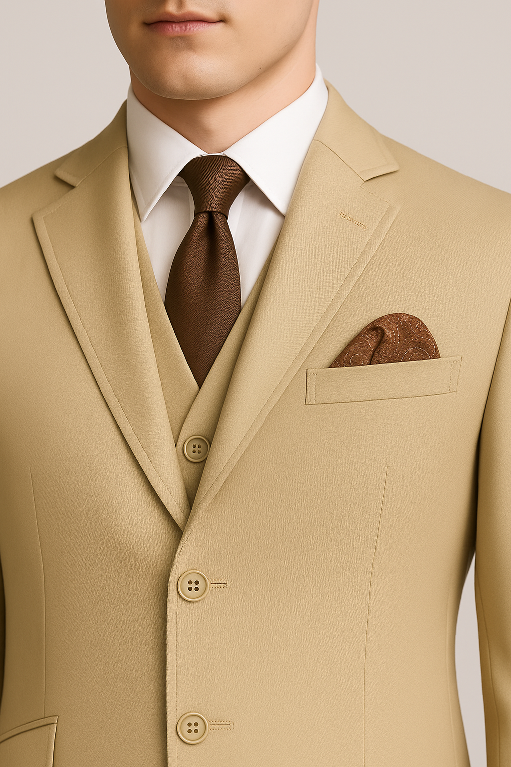Samuel2in1 Beige Suit – Classic Modern Fit 3-Piece | Men’s Premium Suit