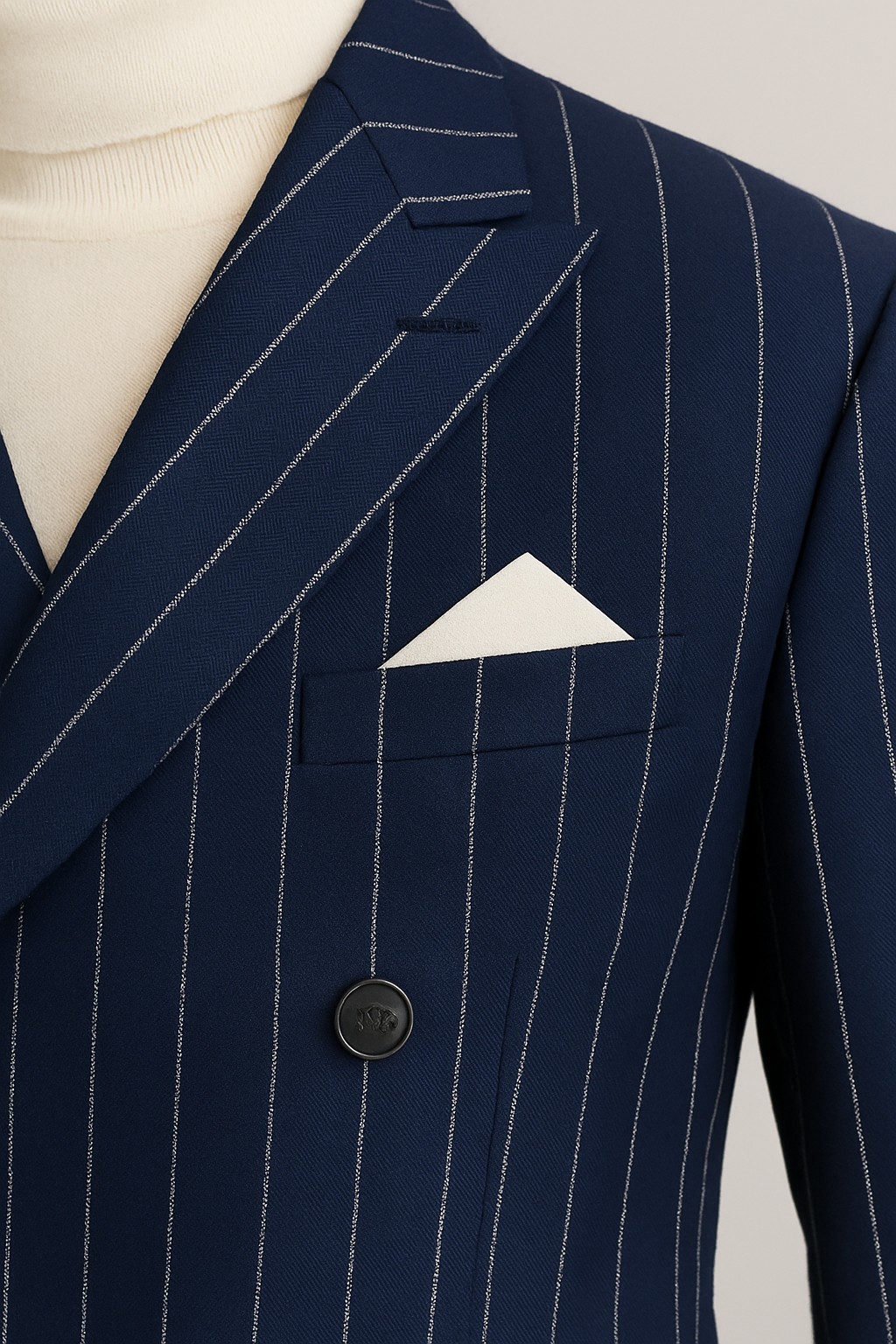 Samuel2in1 Men’s Navy Pinstripe Mod Suit – Double-Breasted Tailored Elegance