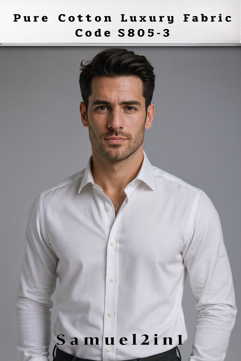 Pure Cotton Luxury Fabric – Code S805-3 (White Shirting)
