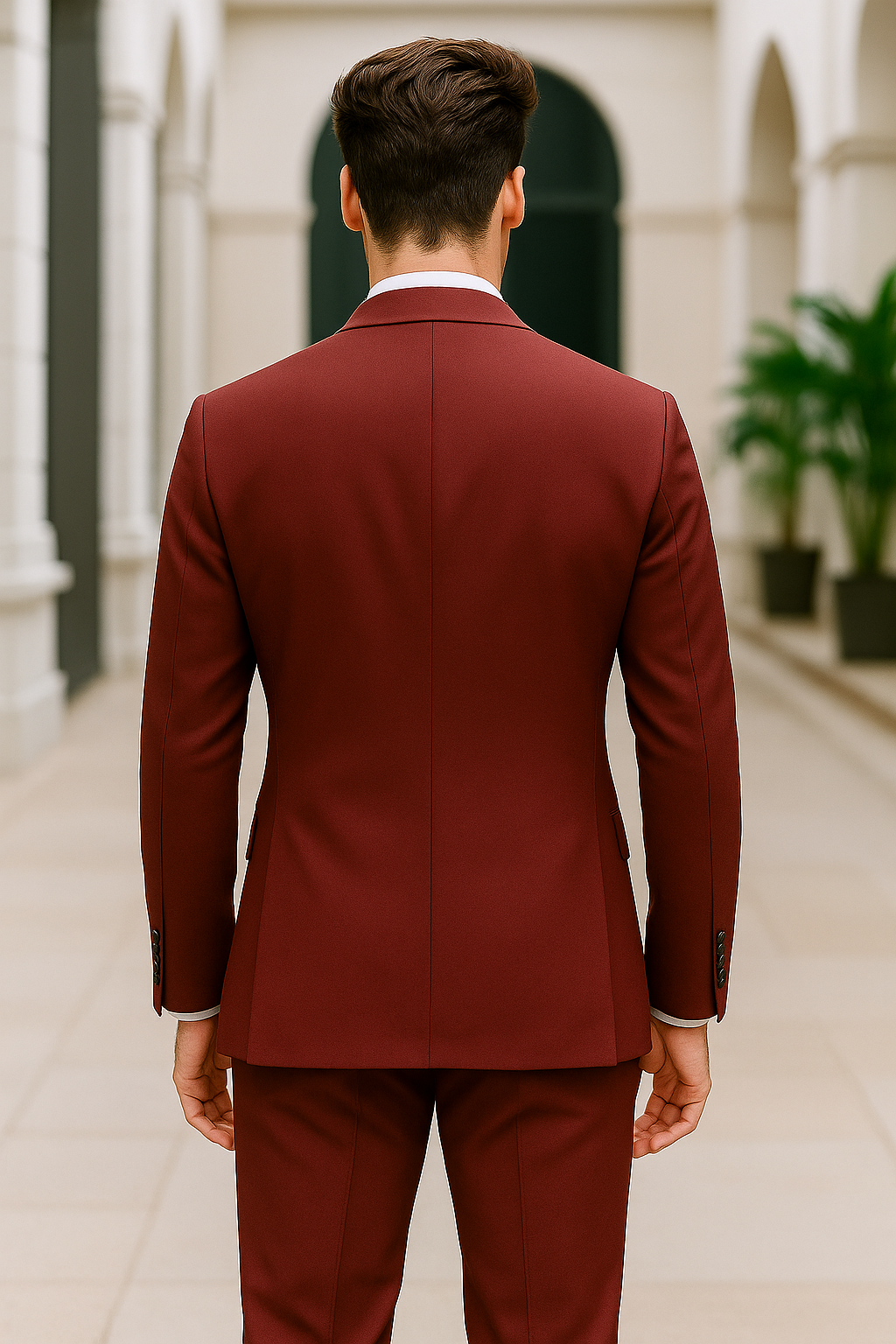 Samuel2in1 Single-Breasted Burgundy Suit with Flap Pockets – Made to Order