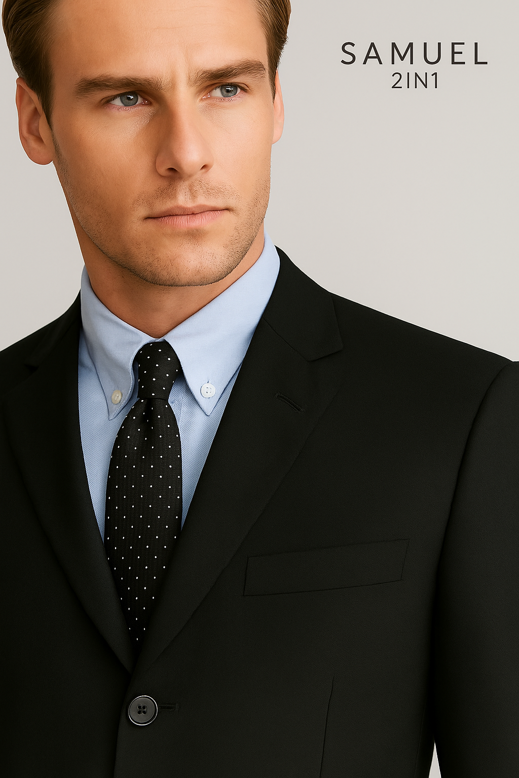 Samuel2in1 Black Classic Mod Suit – Premium Cashmere Blend