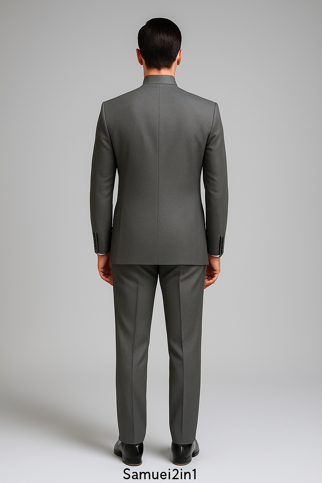 Samuel2in1 Made to Order – Grey Mandarin Collar Suit | Minimalist Modern Style