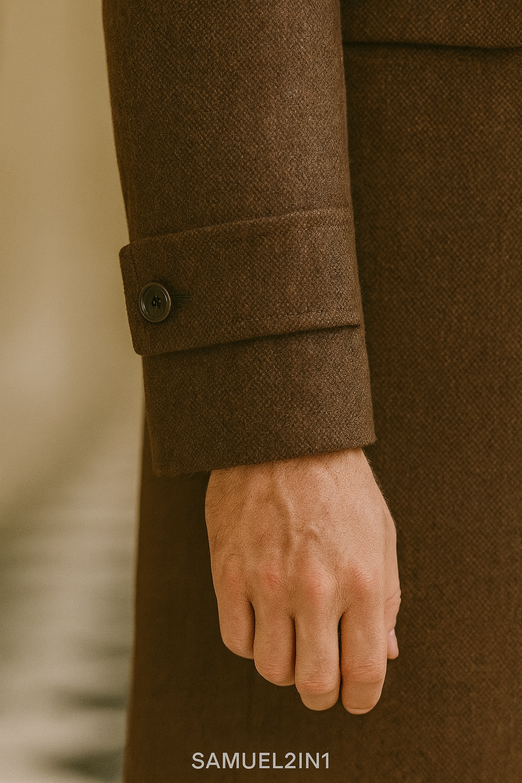 Men’s Brown Double-Breasted Overcoat – Samuel2in1 | Luxury Wool Coat
