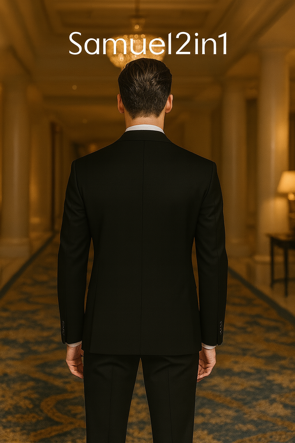 Samuel2in1 Black Double-Breasted Peak Lapel Tuxedo – Made to Order Men’s Luxury Black Tie Suit