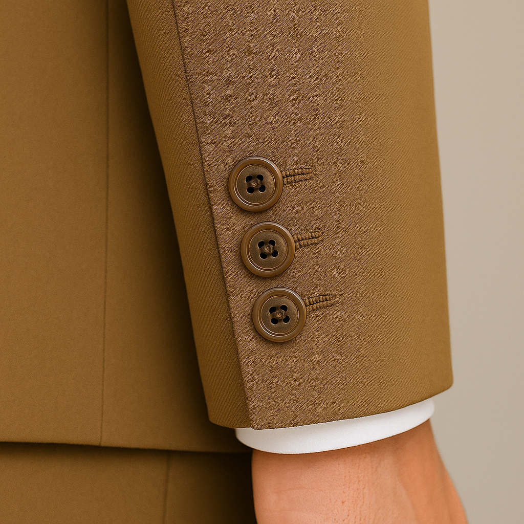 Samuel2in1 Made to Order – Brown Spread Collar Button-Up Suit with Flap Pockets
