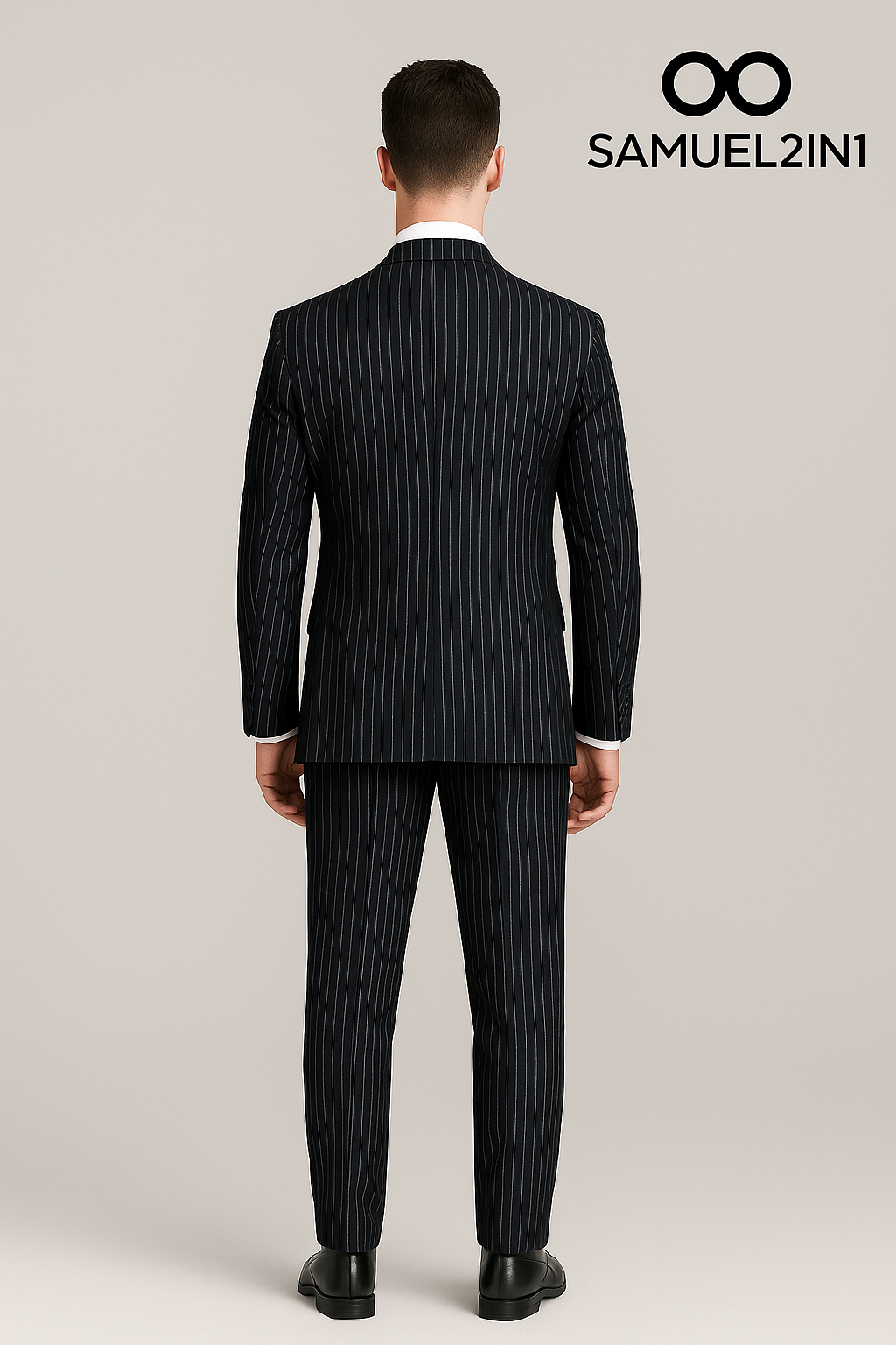 Men’s Pinstripe Mod Suit – Double Breasted Classic | Samuel2in1