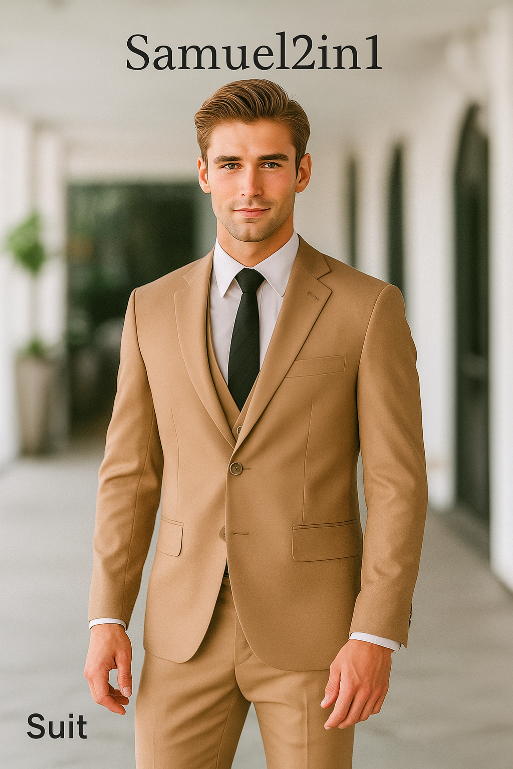 Samuel2in1 Camel Three-Piece Suit – Made to Order