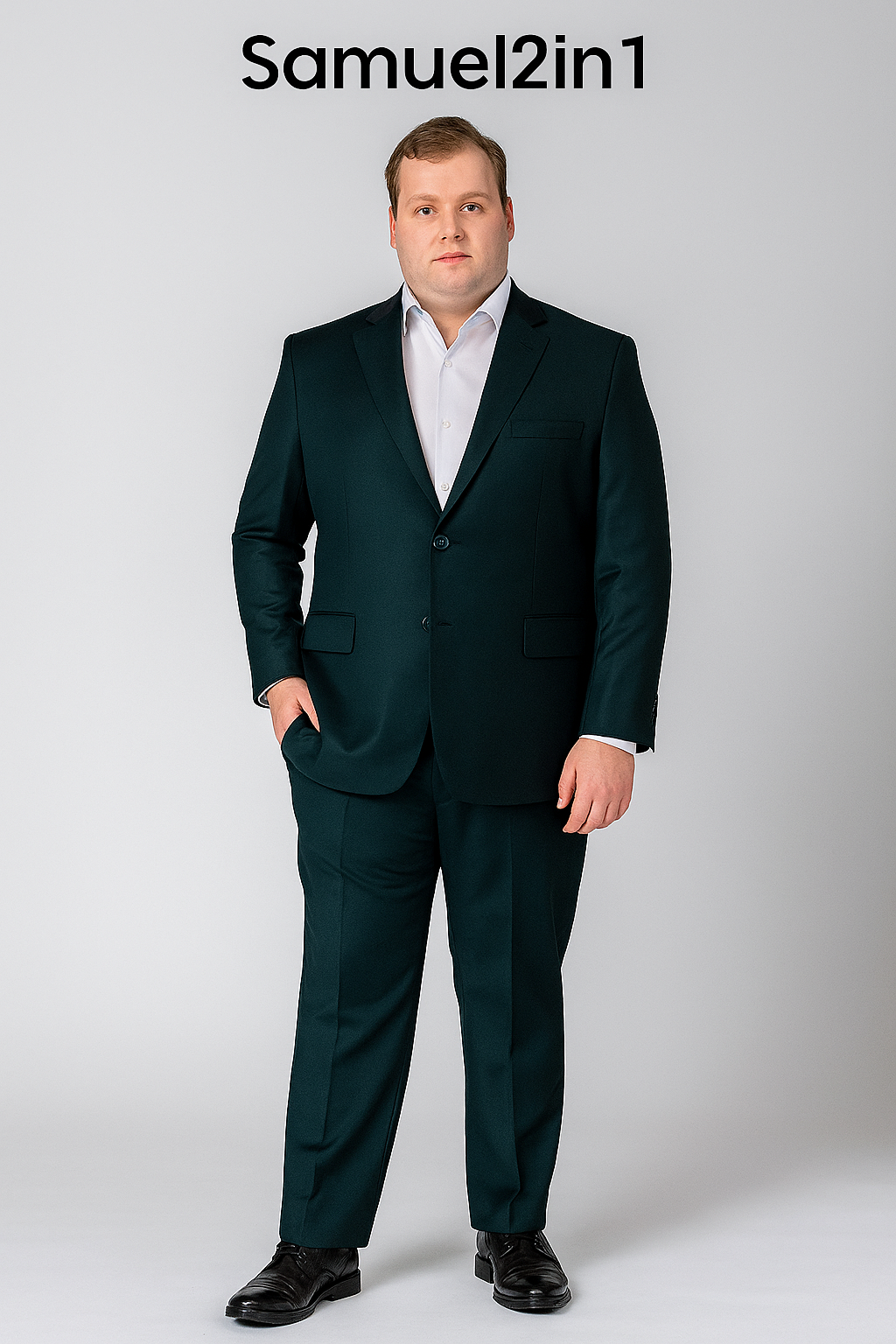 Made-to-Order Plus Size Forest Green Suit – Peak Lapel, Flap Pockets