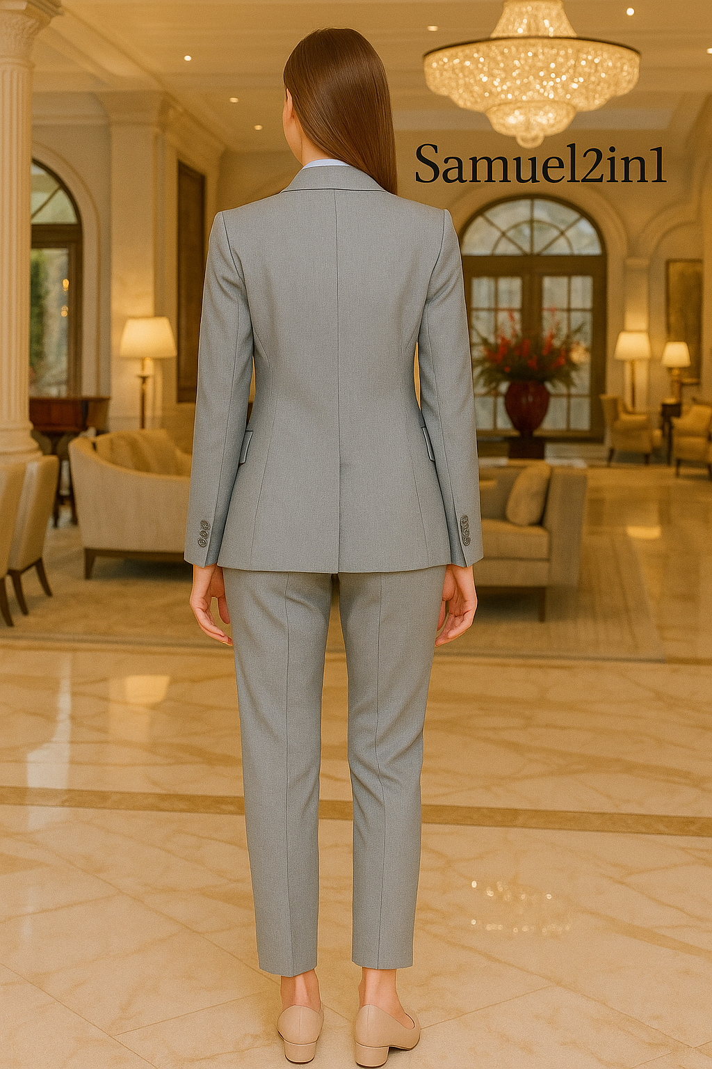 Made-to-Order Grey Women’s Tailored Cashmere Suit | Samuel2in1