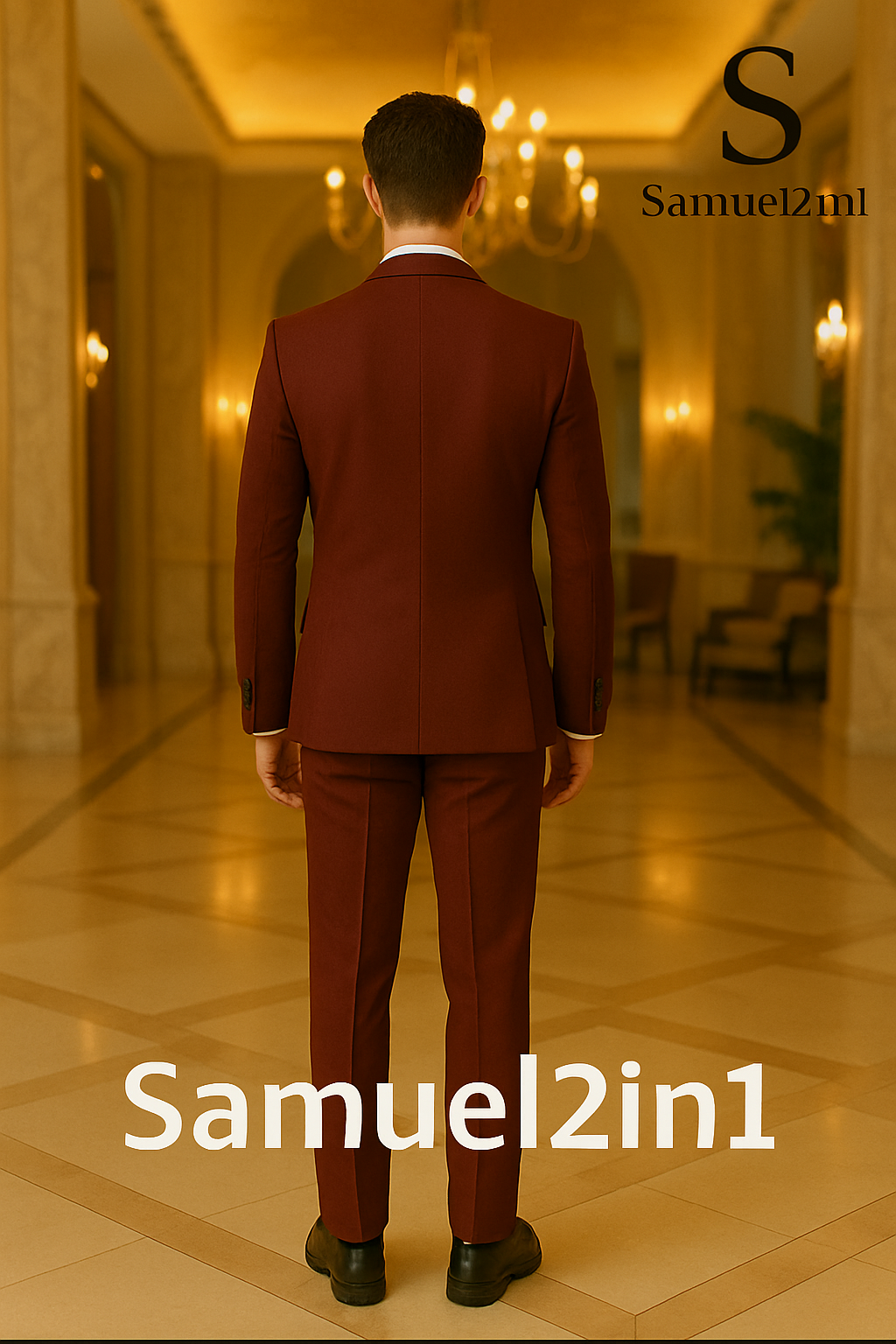 Samuel2in1 Elegant Red Wine Three-Piece Suit – Made to Order
