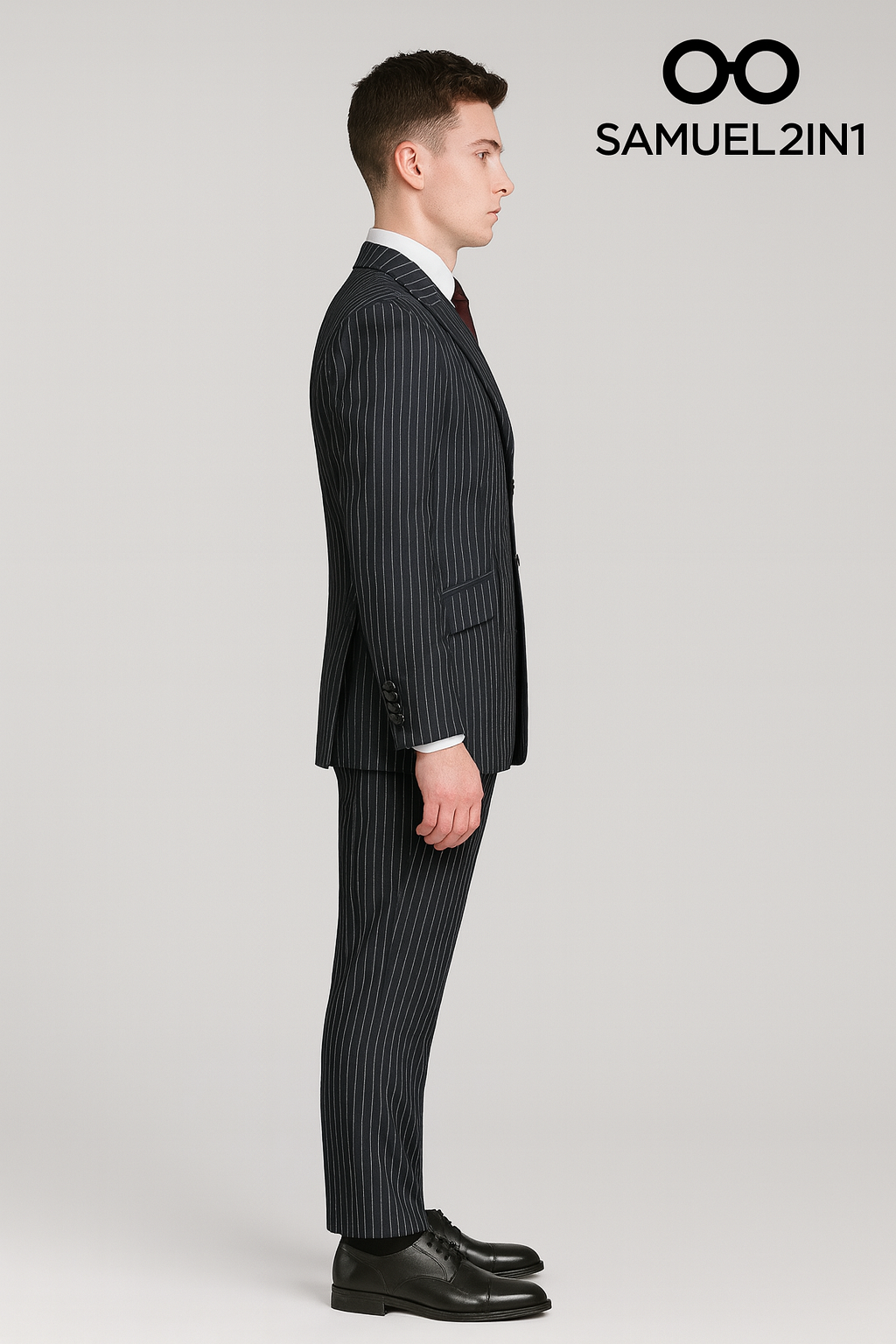 Men’s Pinstripe Mod Suit – Double Breasted Classic | Samuel2in1