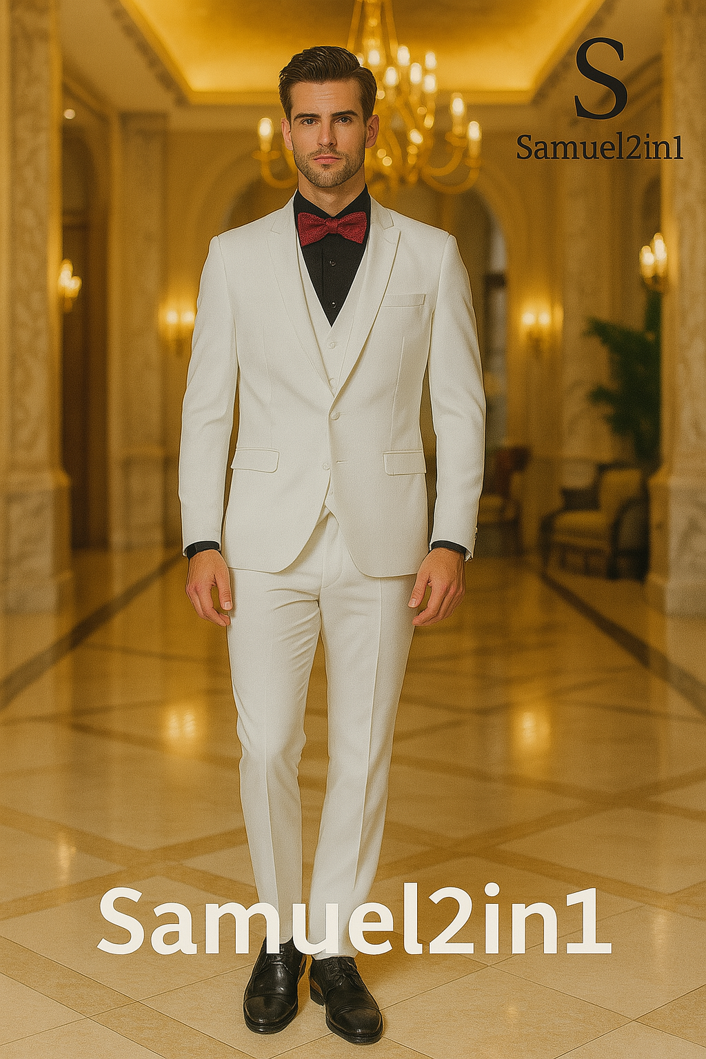 Samuel2in1 Elegant White Three-Piece Wedding Suit – Made to Order