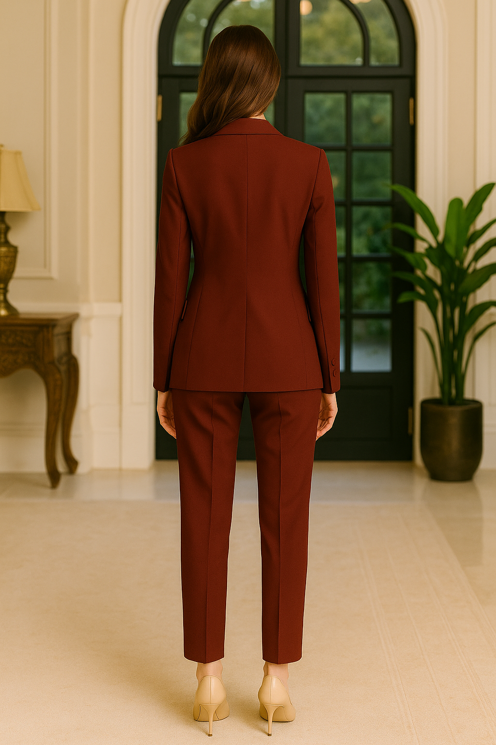 Women’s Burgundy Double-Breasted Suit | Samuel2in1 Made to Order