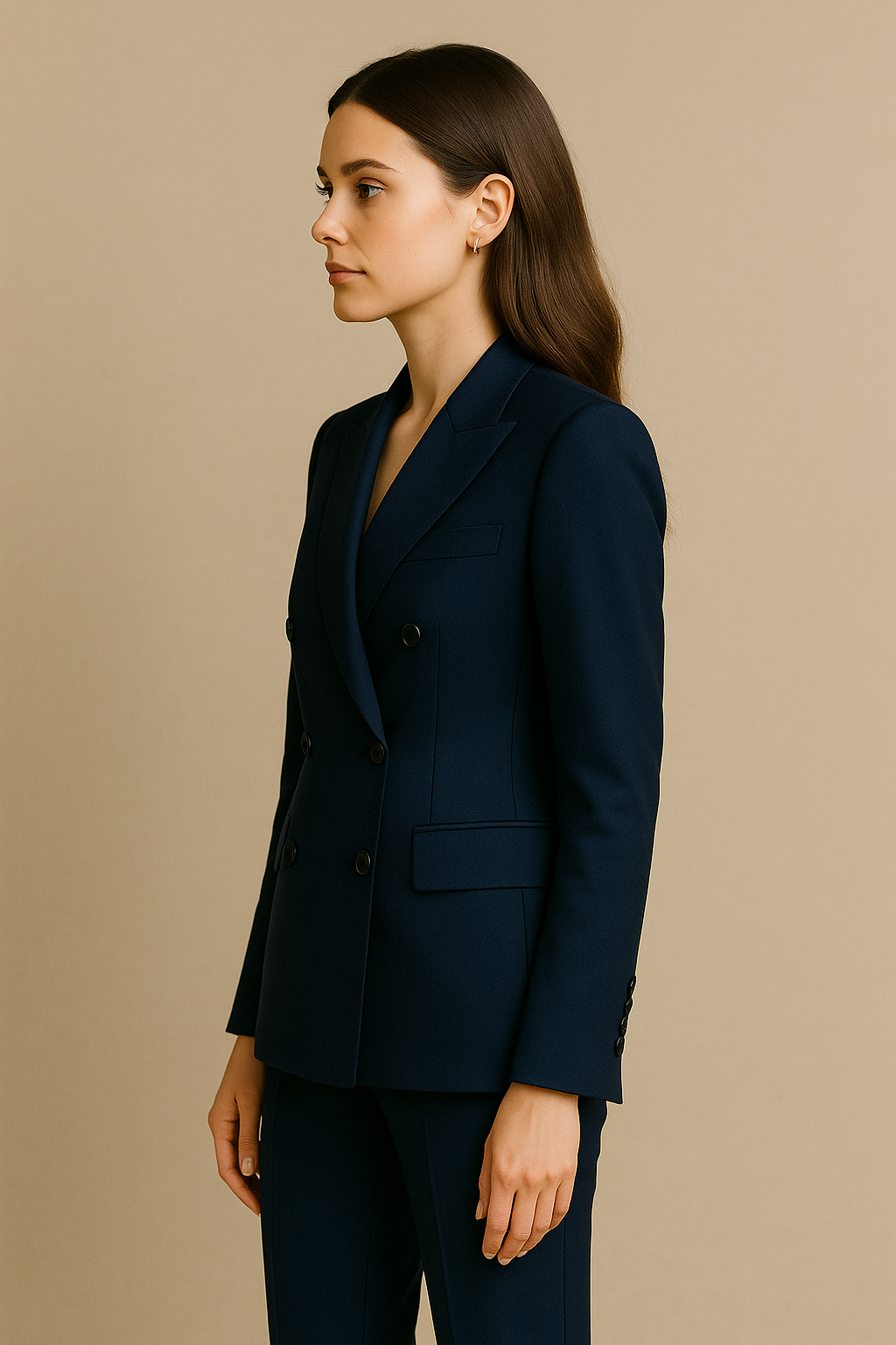 Navy Blue Double-Breasted Women’s Suit | Samuel2in1 Tailored Elegance