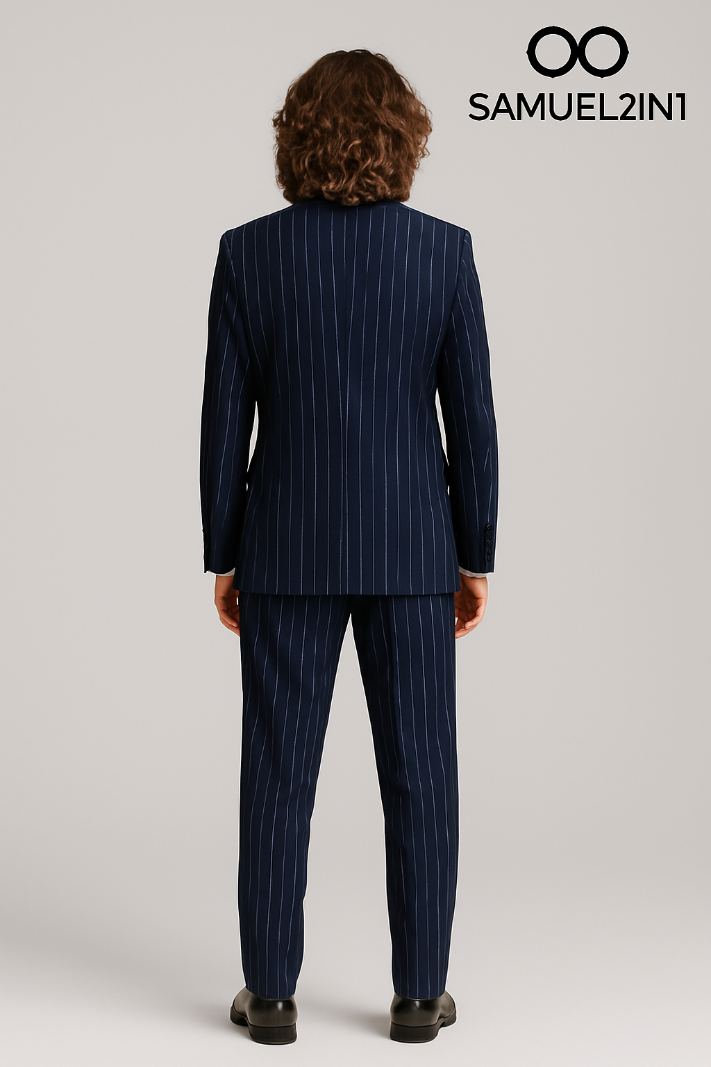 Samuel2in1 Men’s Navy Pinstripe Mod Suit – Double-Breasted Tailored Elegance