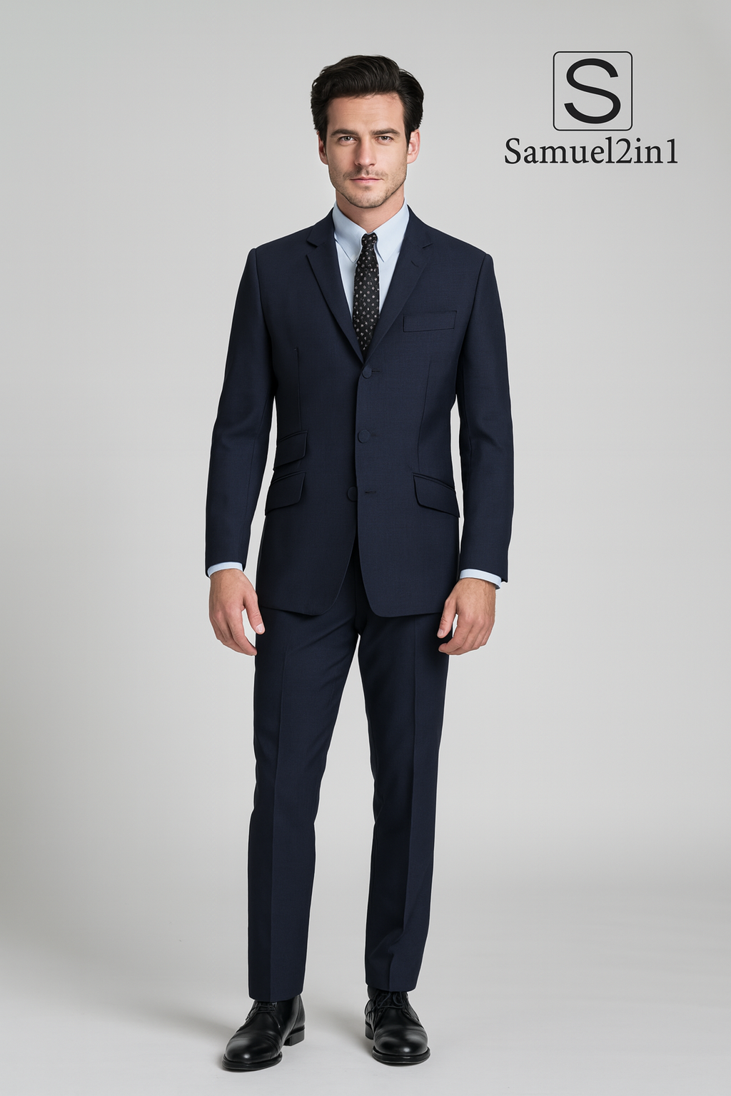Samuel2in1 Men’s Navy Blue Suit – Classic Slim Fit 2-Piece Business & Formal Wear