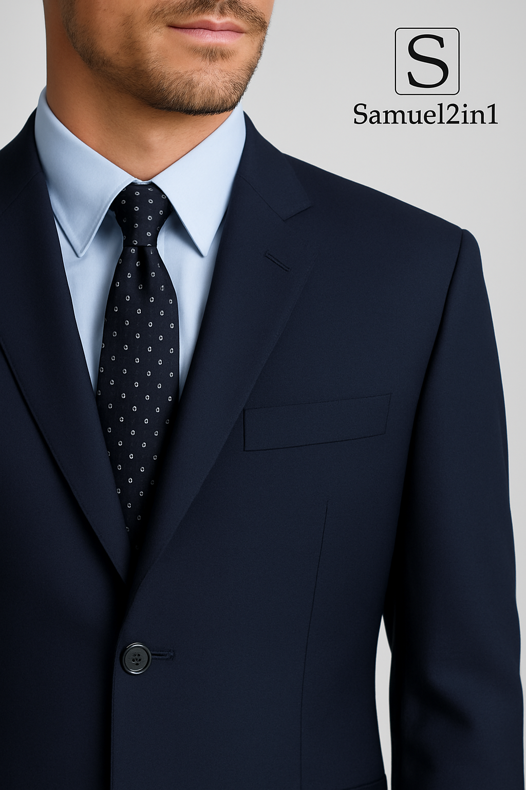 Samuel2in1 Men’s Navy Blue Suit – Classic Slim Fit 2-Piece Business & Formal Wear