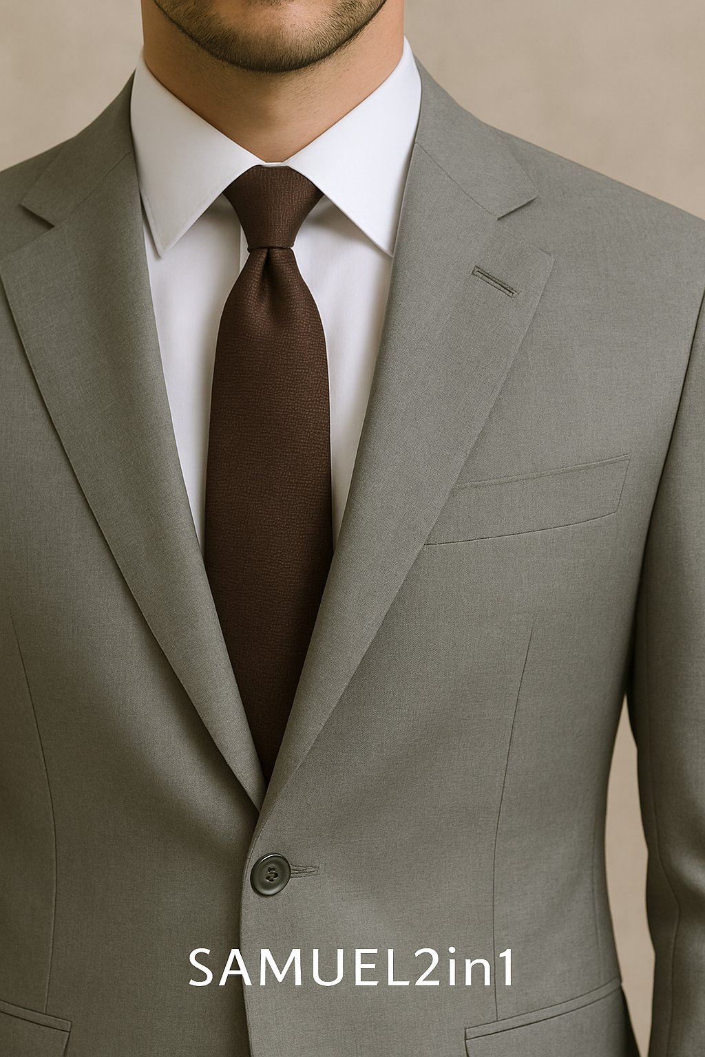 Men’s Light Grey Modern Business Suit – Samuel2in1