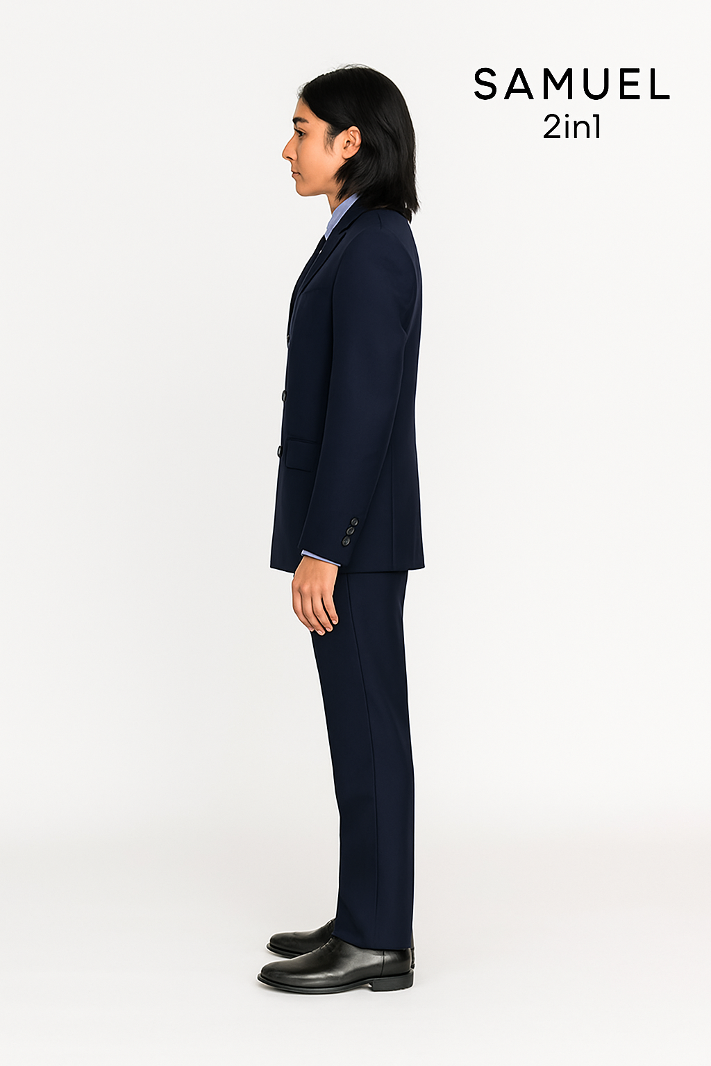 Men’s Navy Pinstripe Mod Suit | Samuel2in1 – Double Breasted Slim Fit