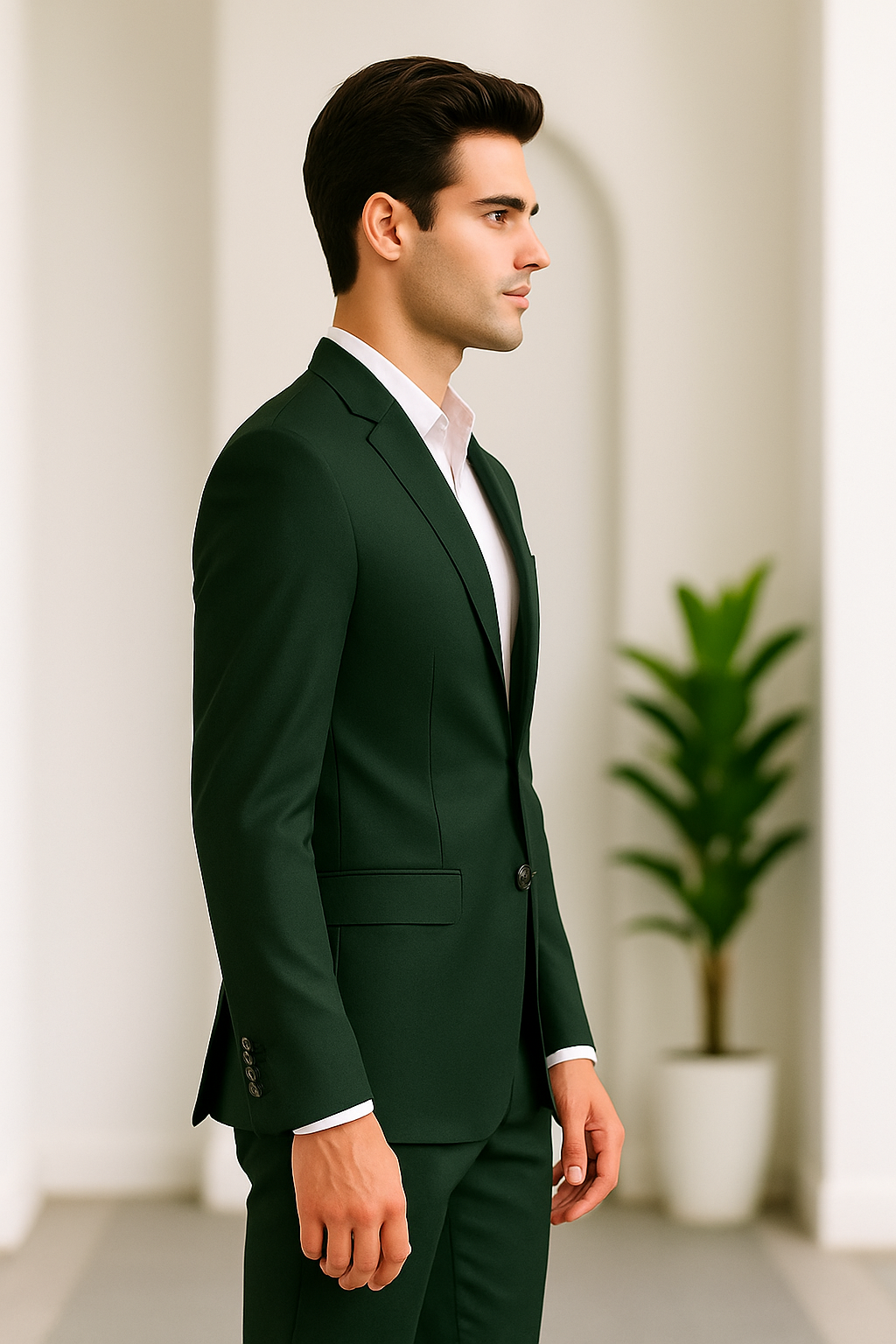 Samuel2in1 Made to Order – Deep Green Single-Breasted Suit with Notch Lapel