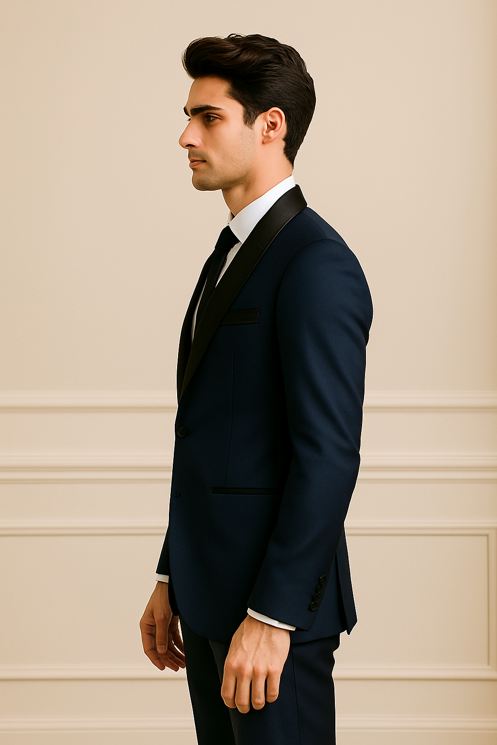 Samuel2in1 Made to Order – Navy Blue Peak Lapel 3-Piece Suit | Luxury Formalwear