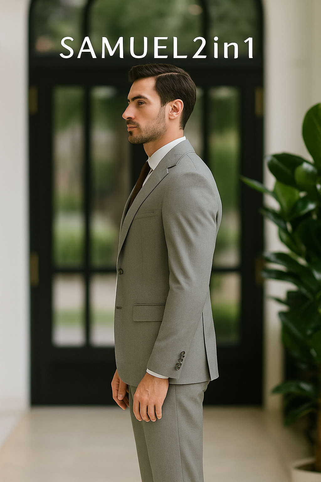 Men’s Light Grey Modern Business Suit – Samuel2in1