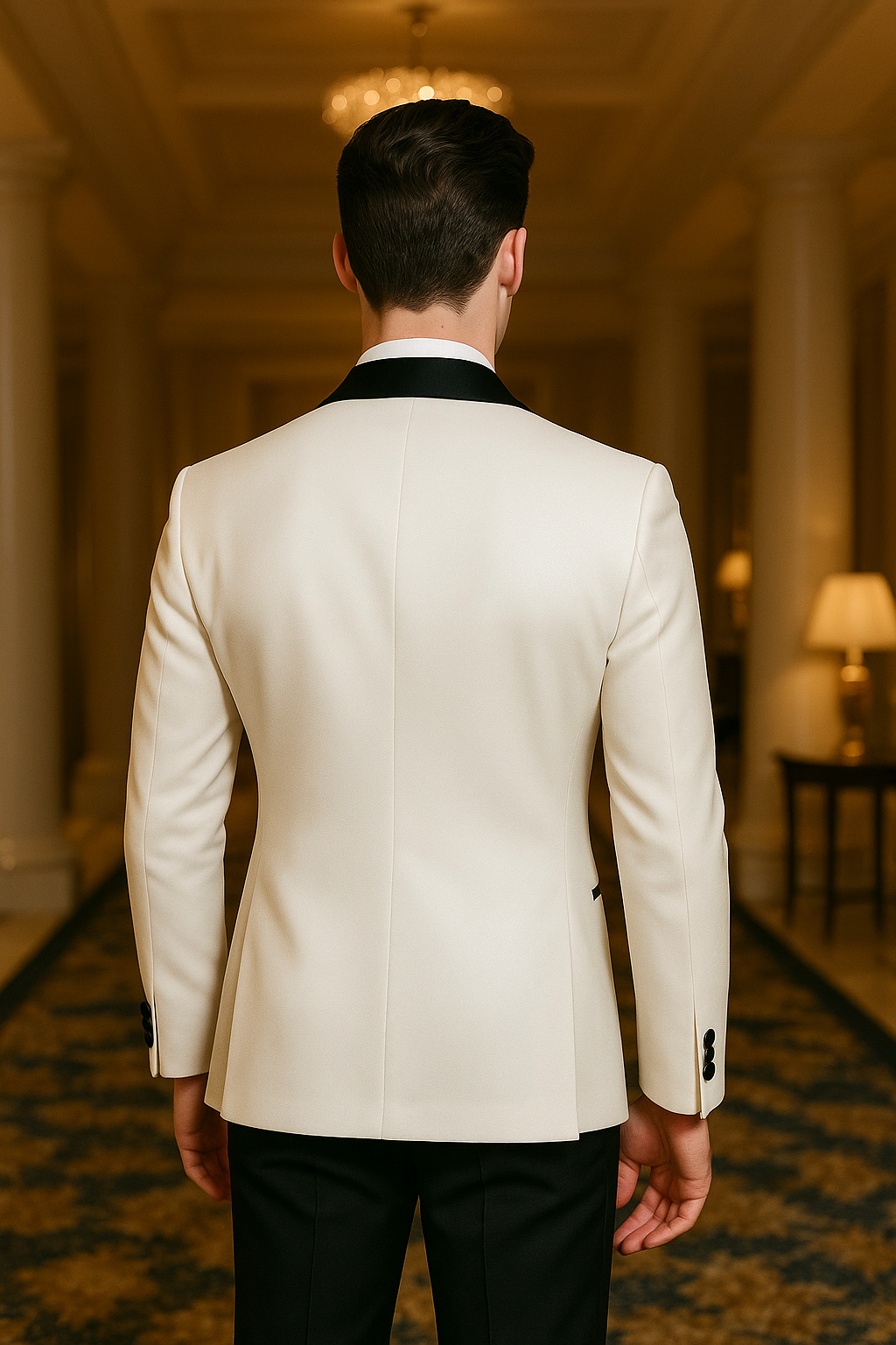 Samuel2in1 White Tuxedo with Black Shawl Lapel – Made to Order Luxury Men’s Formal Dinner Jacket