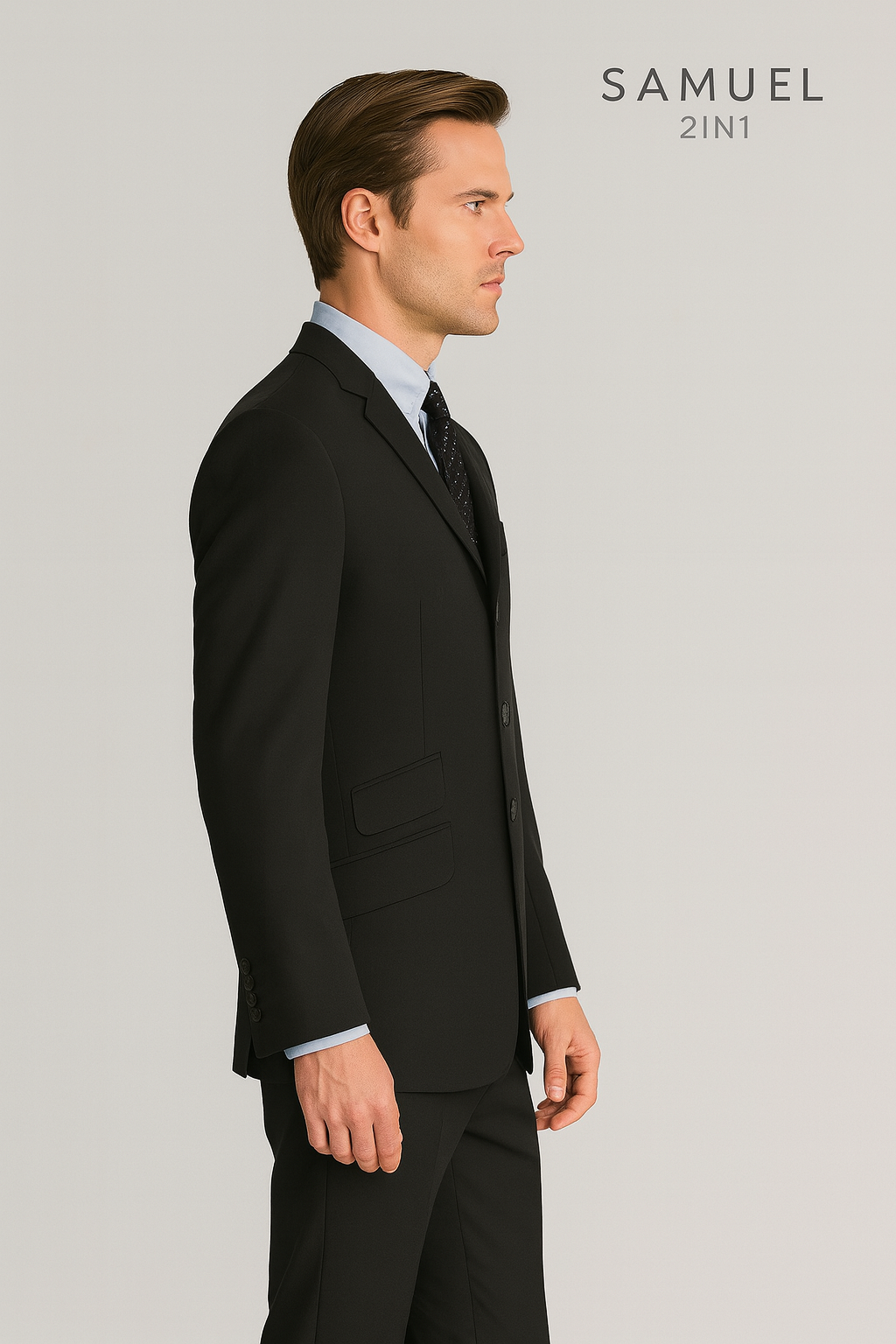 Samuel2in1 Black Classic Mod Suit – Premium Cashmere Blend