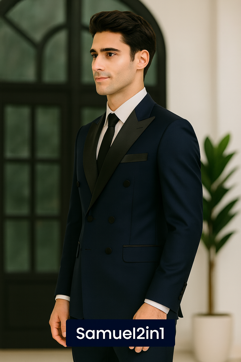 Samuel2in1 Double-Breasted Navy Tuxedo – Made to Order Luxury Men’s Formal Suit