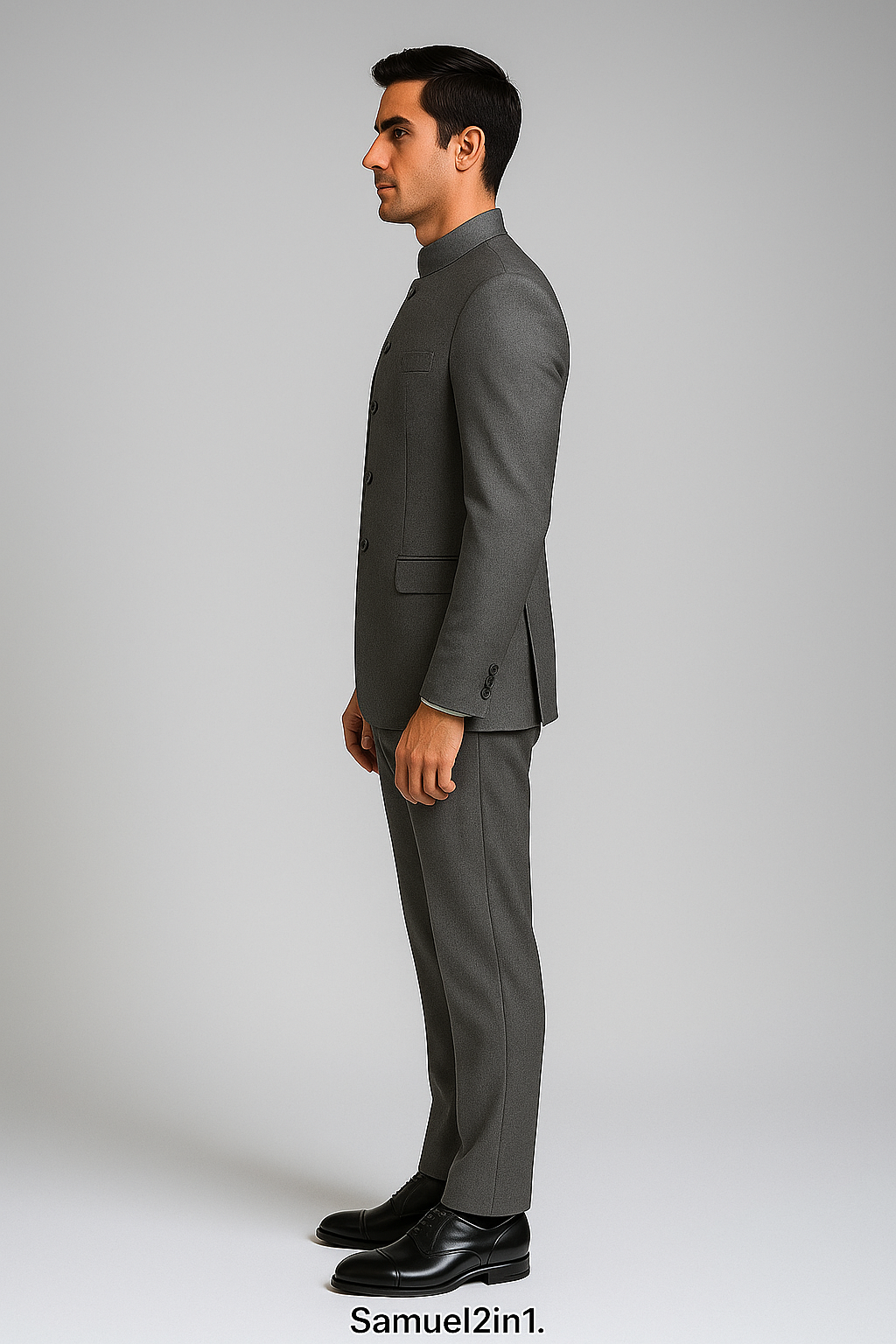 Samuel2in1 Made to Order – Grey Mandarin Collar Suit | Minimalist Modern Style