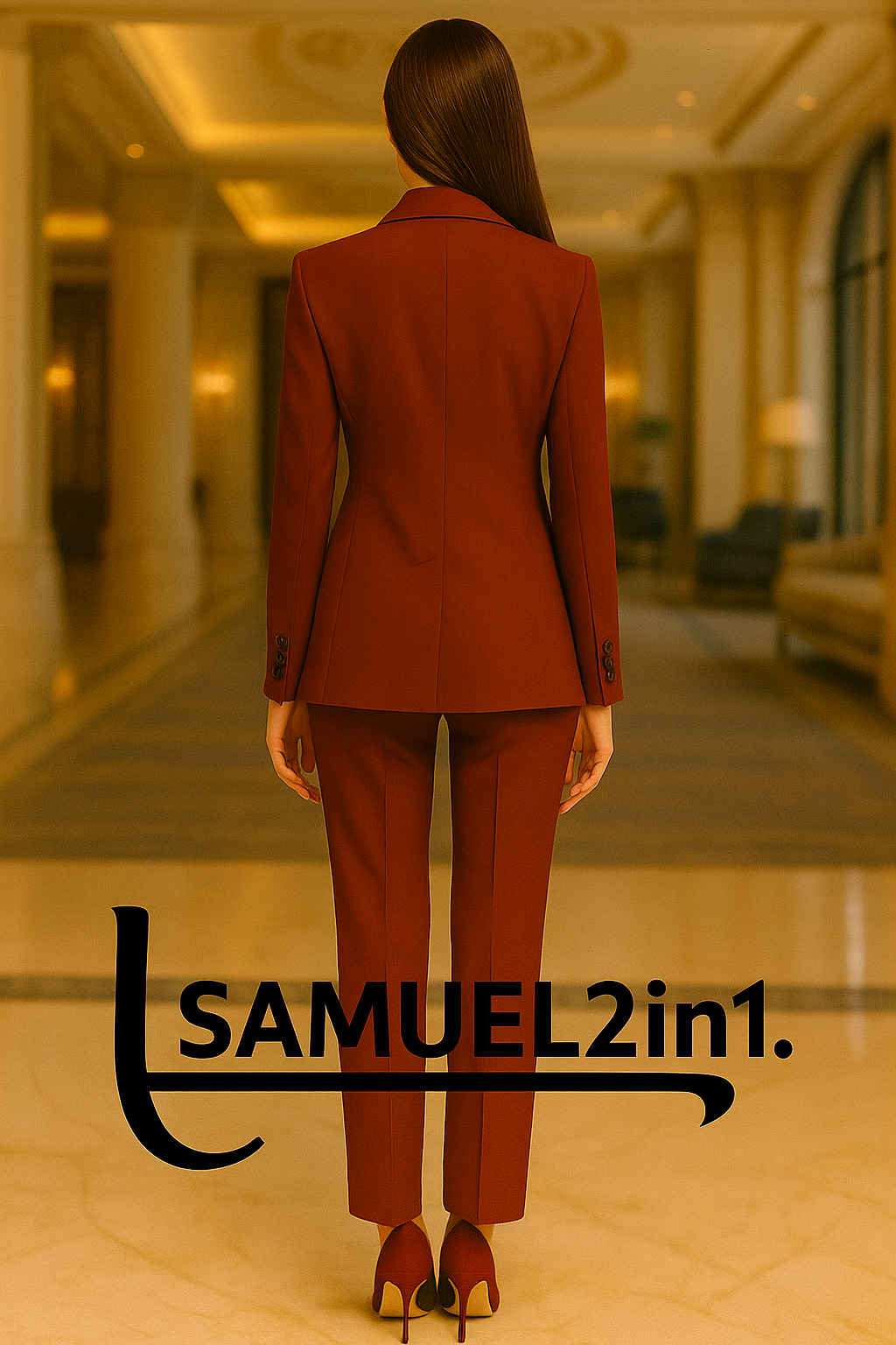 Burgundy Women’s Modern Pocket Suit – Samuel2in1 Premium Tailoring