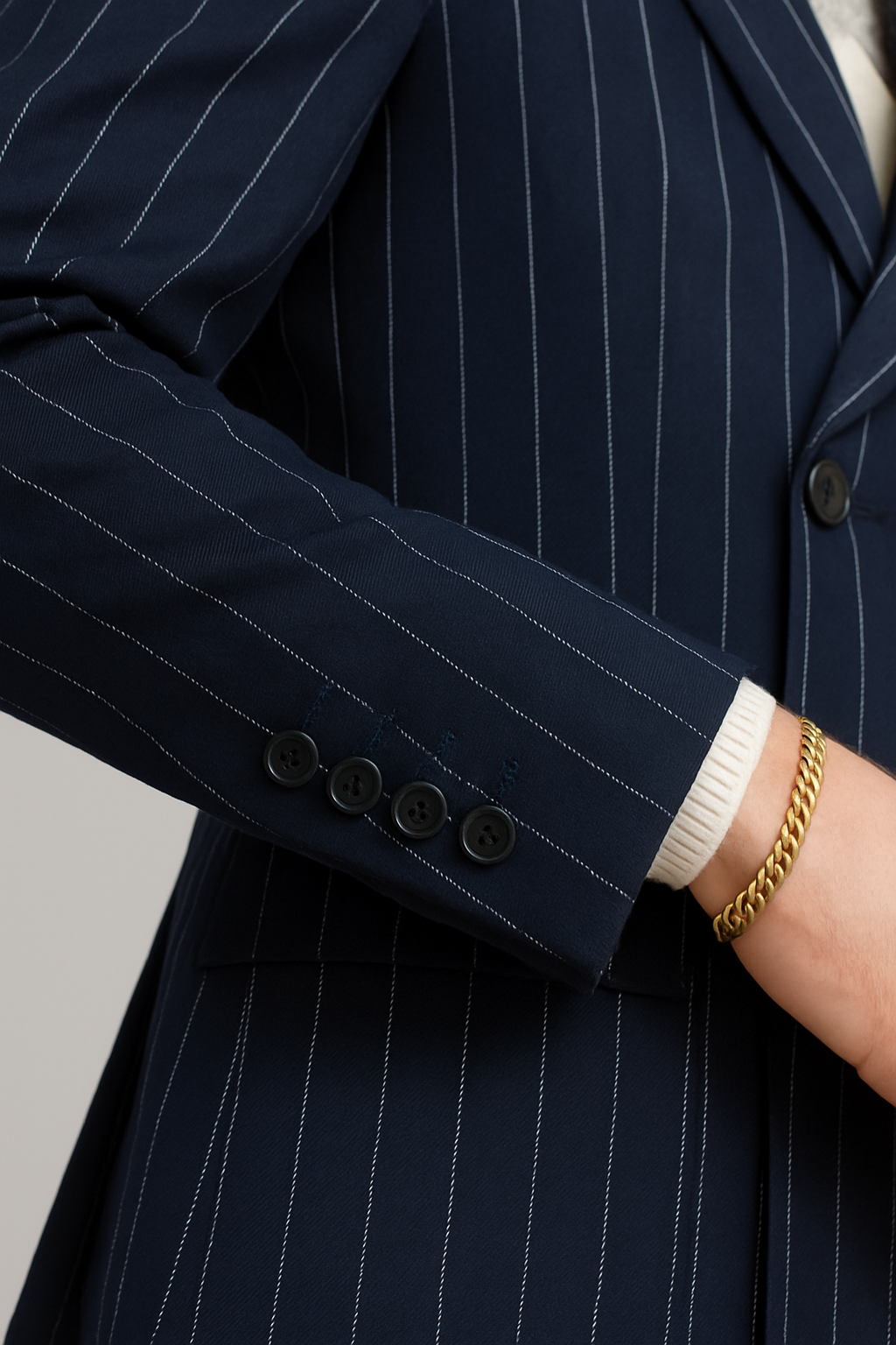 Samuel2in1 Men’s Navy Pinstripe Mod Suit – Double-Breasted Tailored Elegance