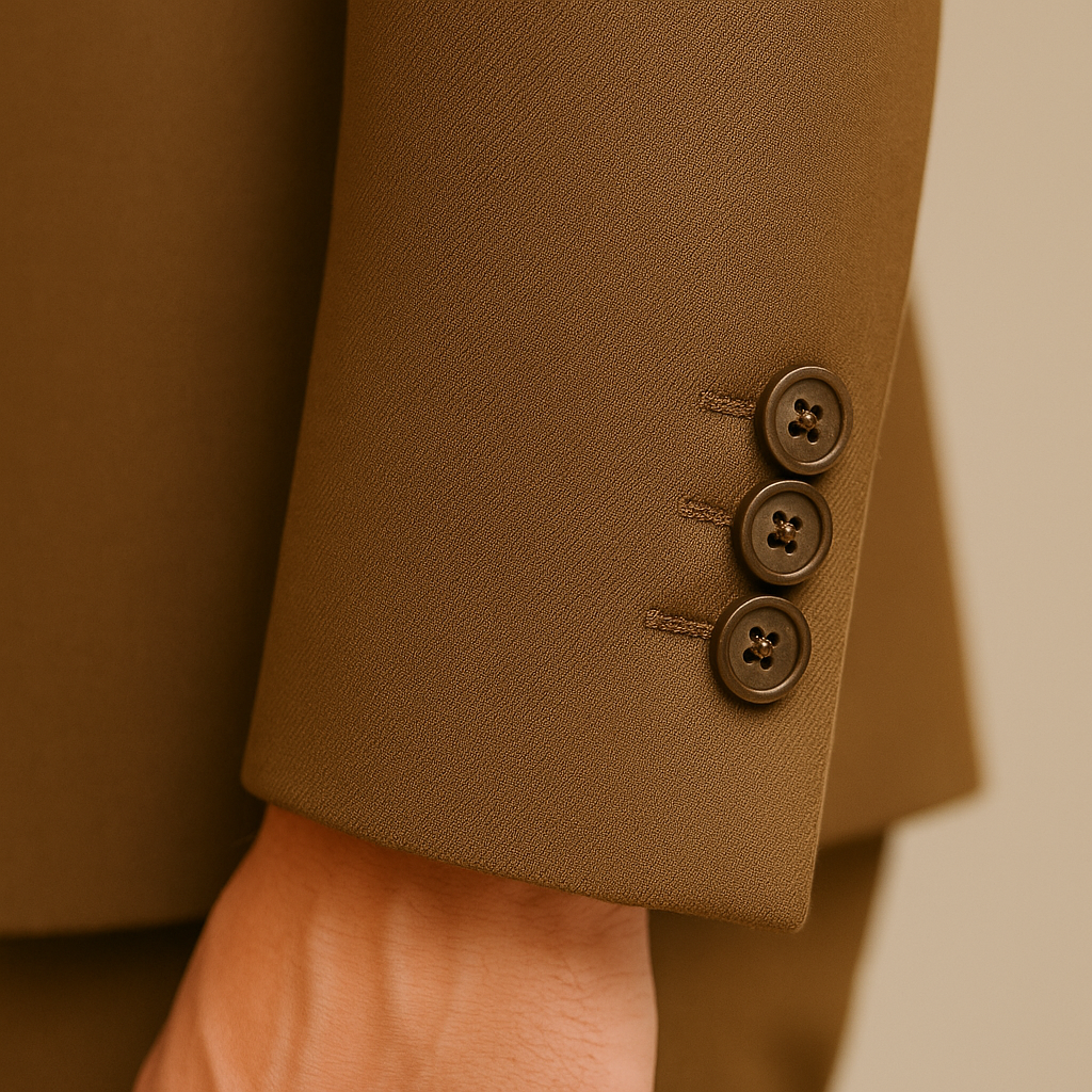 Samuel2in1 Made to Order – Brown Nehru Collar Suit with Flap Pockets