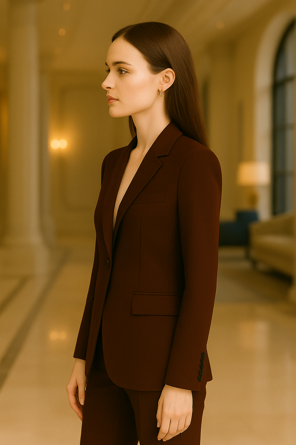 Made-to-Order Dark Brown Cashmere Women’s Suit with Satin Shawl Lapel | Samuel2in1 Tailoring