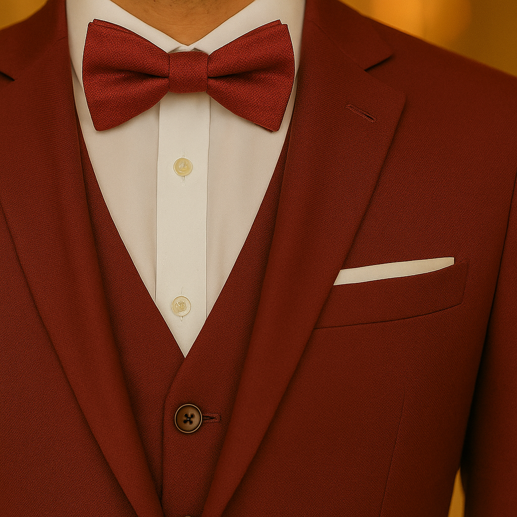 Samuel2in1 Elegant Red Wine Three-Piece Suit – Made to Order