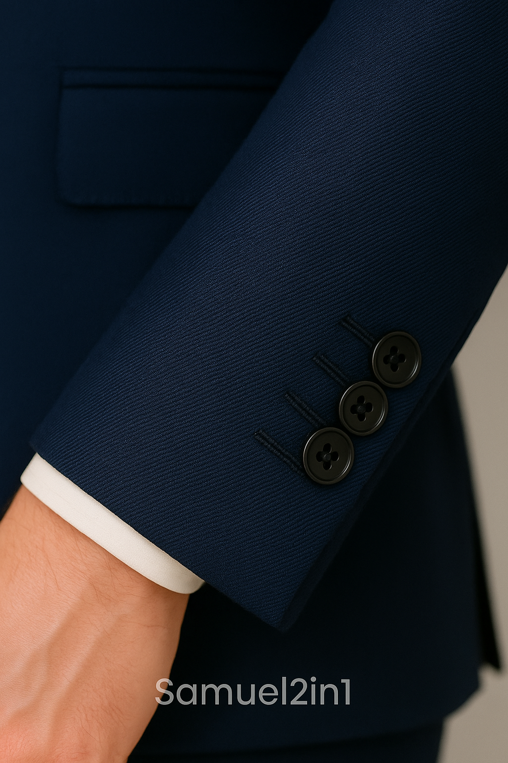 Men’s Navy Blue Double-Breasted Tuxedo Suit | Samuel2in1