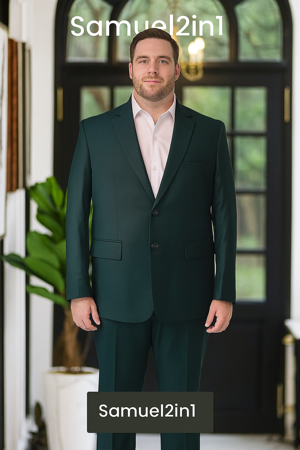 Made-to-Order Plus Size Forest Green Suit – Peak Lapel, Flap Pockets