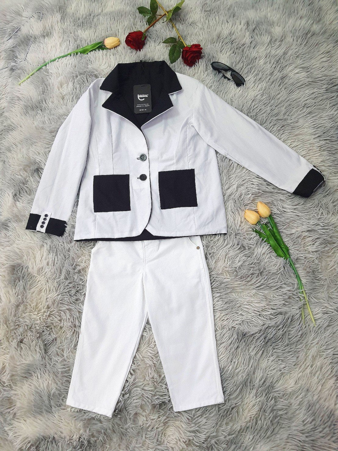 Kids Reversible Suit Set – Two Styles in One (Black & White)