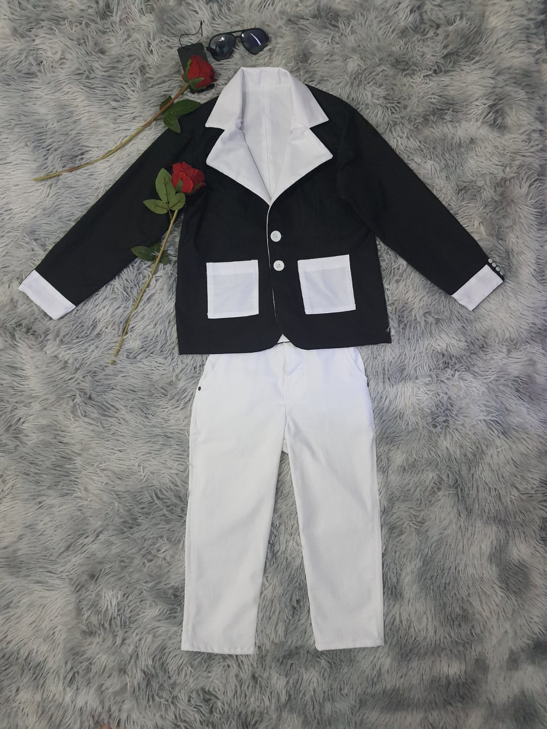 Kids Reversible Suit Set – Two Styles in One (Black & White)