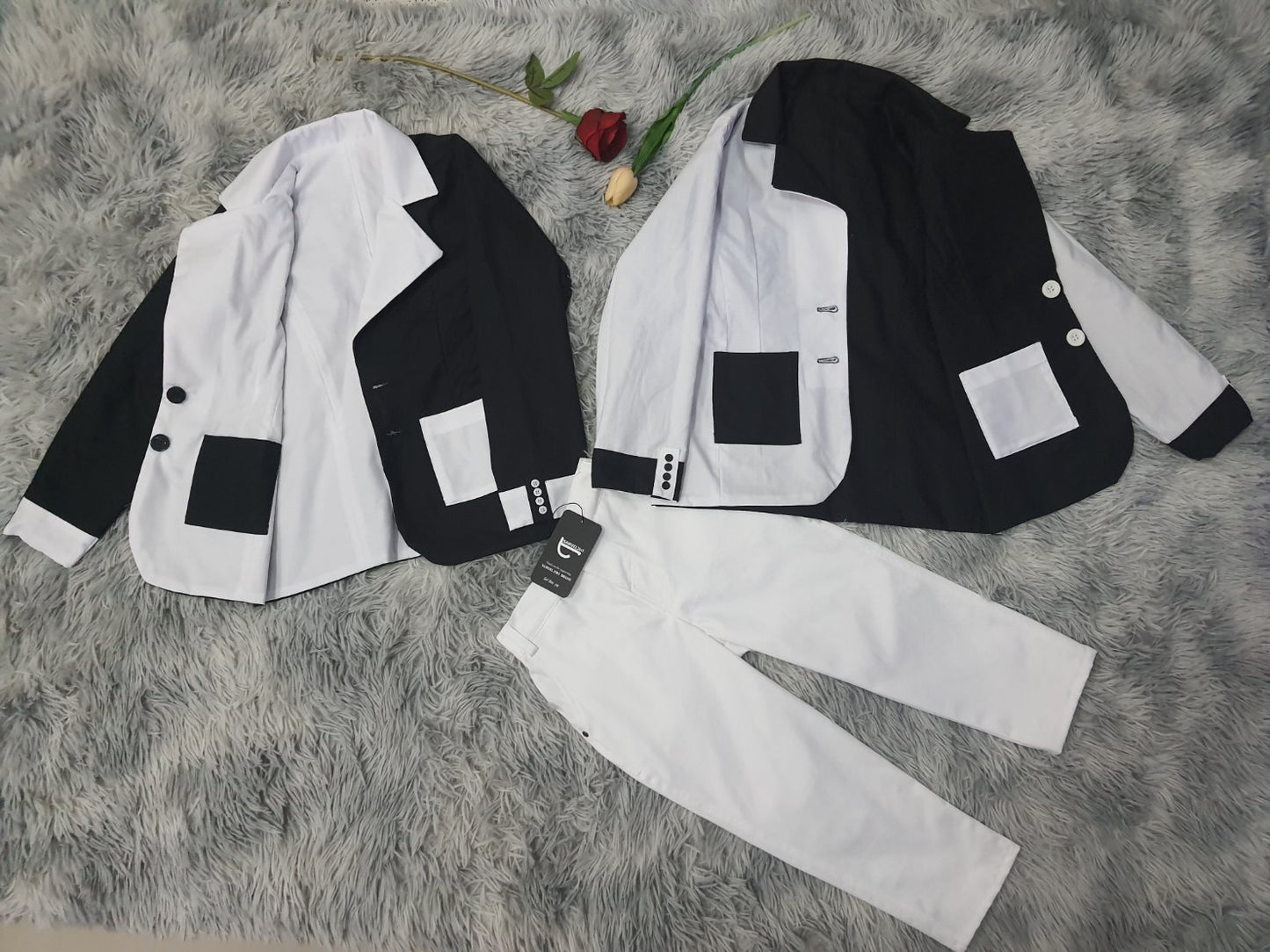 Kids Reversible Suit Set – Two Styles in One (Black & White)